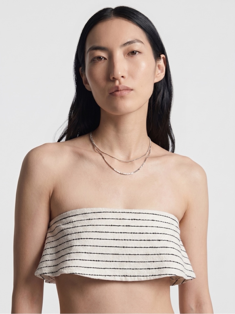 Mara Hoffman Crop Top in Black & Cream Stripe